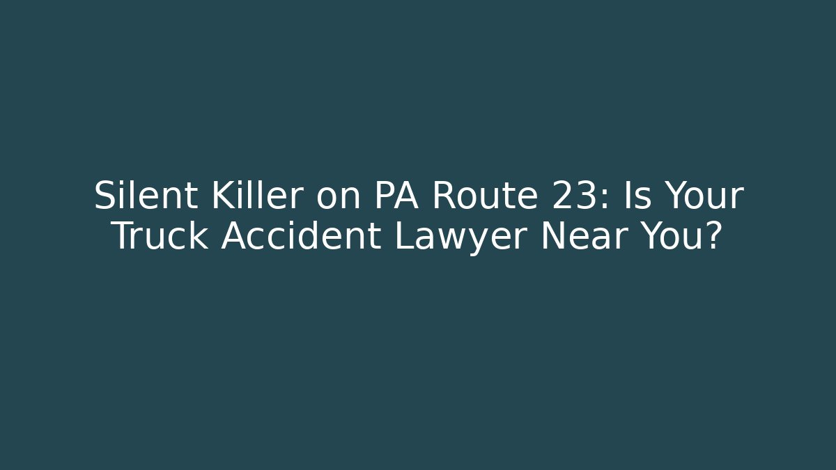 Silent Killer on PA Route 23: Is Your Truck Accident Lawyer Near You?