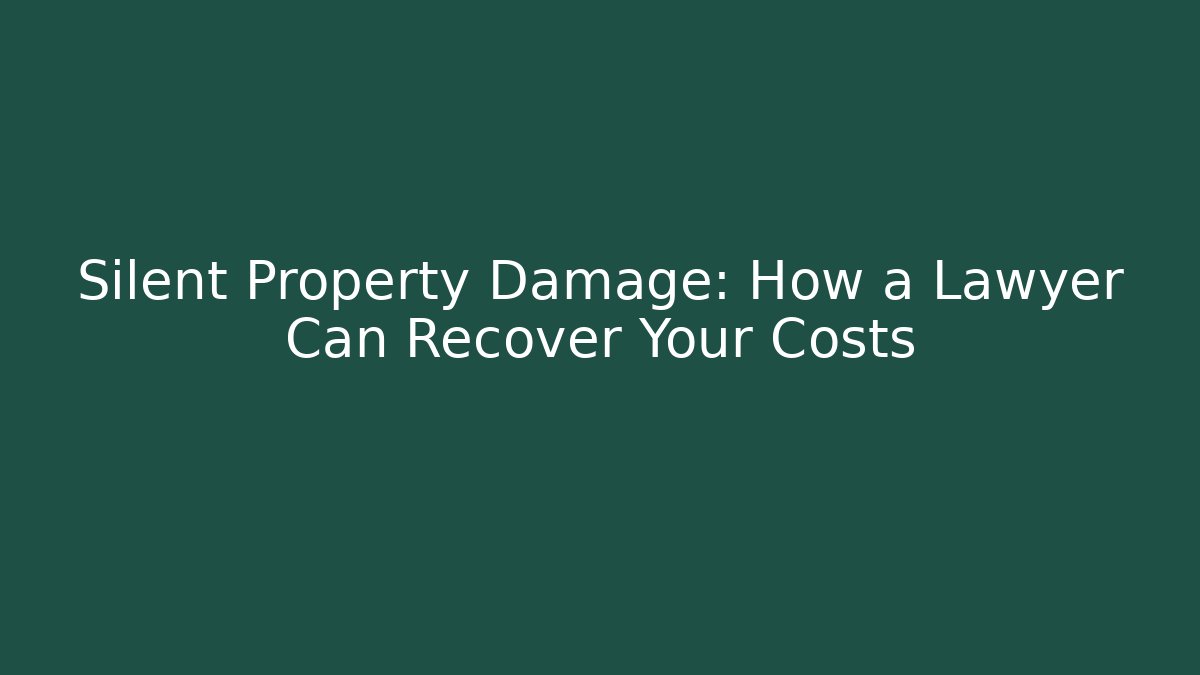 Silent Property Damage: How a Lawyer Can Recover Your Costs