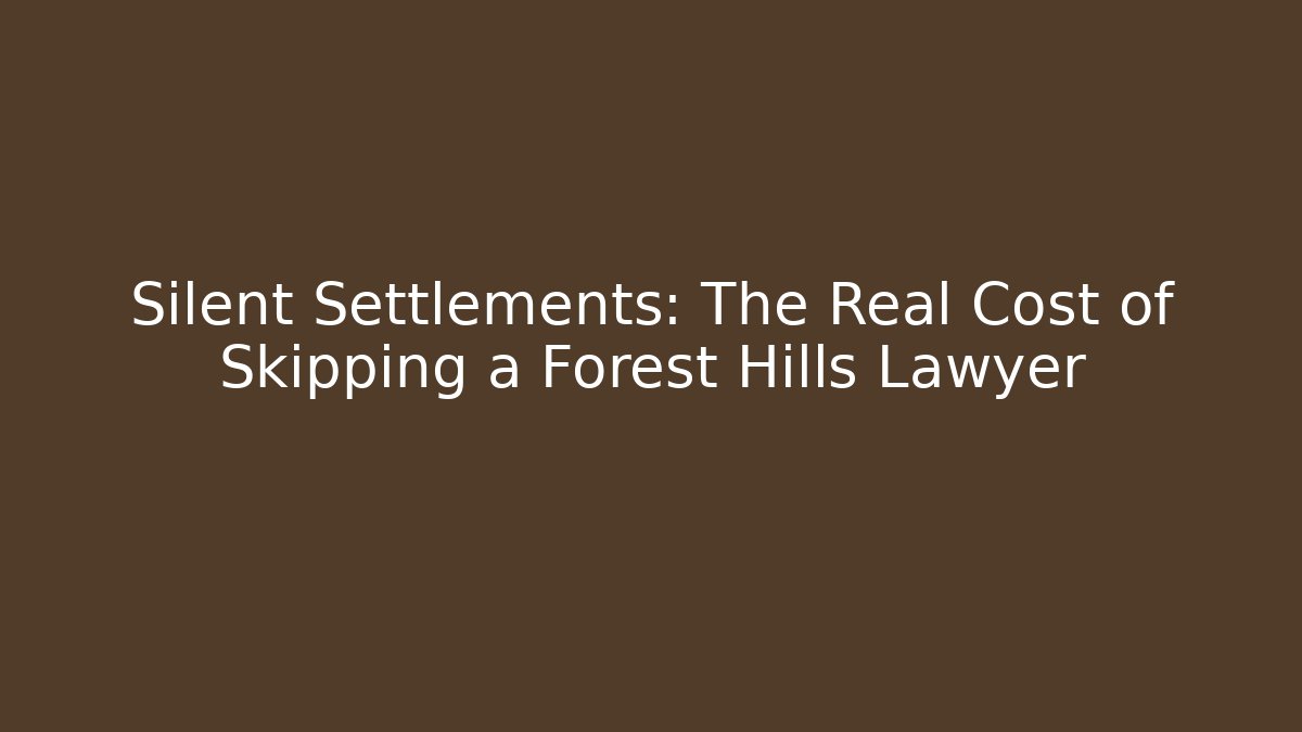 Silent Settlements: The Real Cost of Skipping a Forest Hills Lawyer