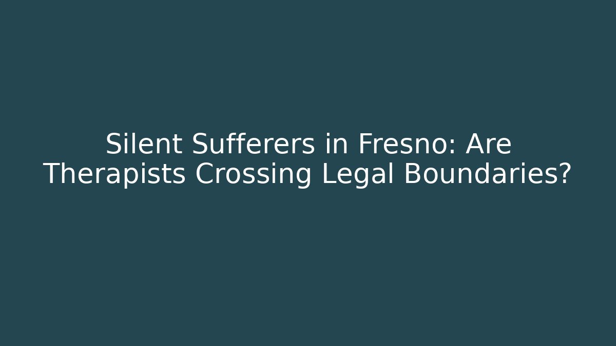 Silent Sufferers in Fresno: Are Therapists Crossing Legal Boundaries?