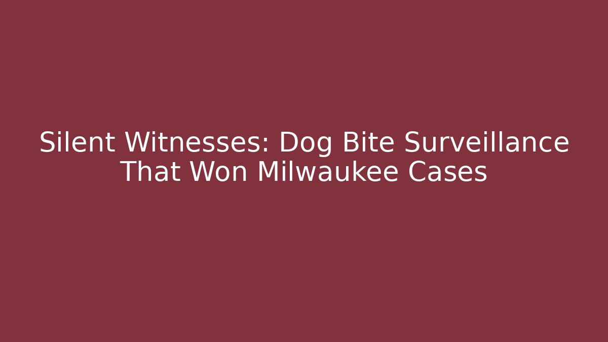 Silent Witnesses: Dog Bite Surveillance That Won Milwaukee Cases