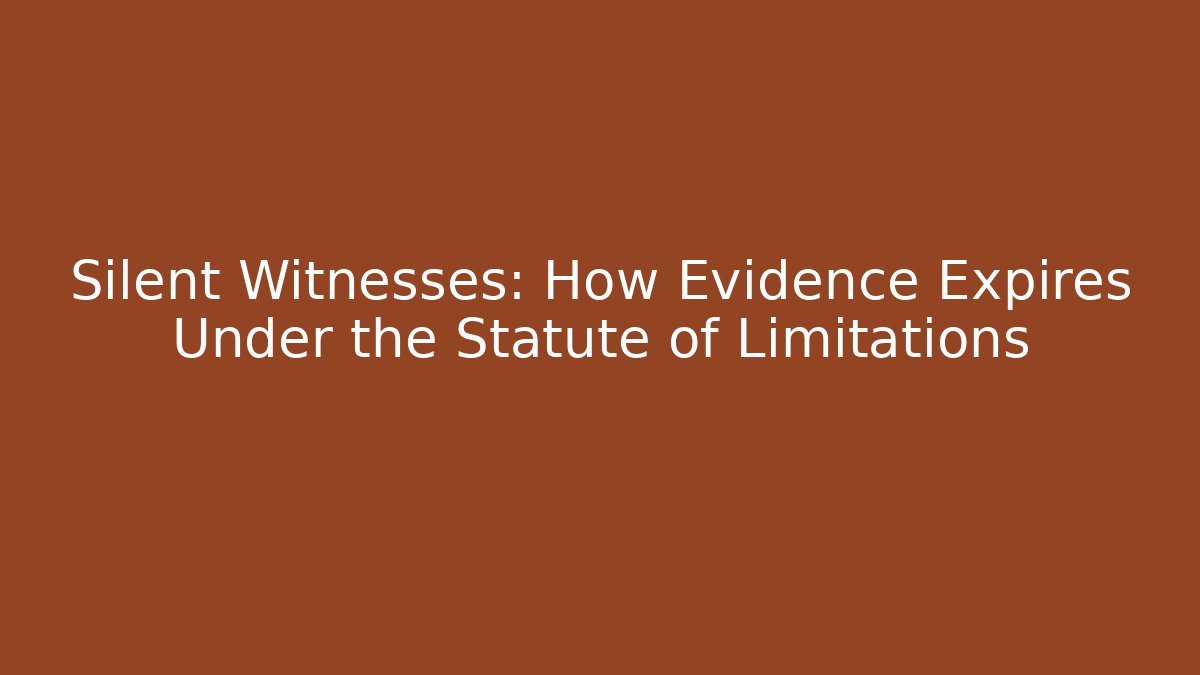 Silent Witnesses: How Evidence Expires Under the Statute of Limitations