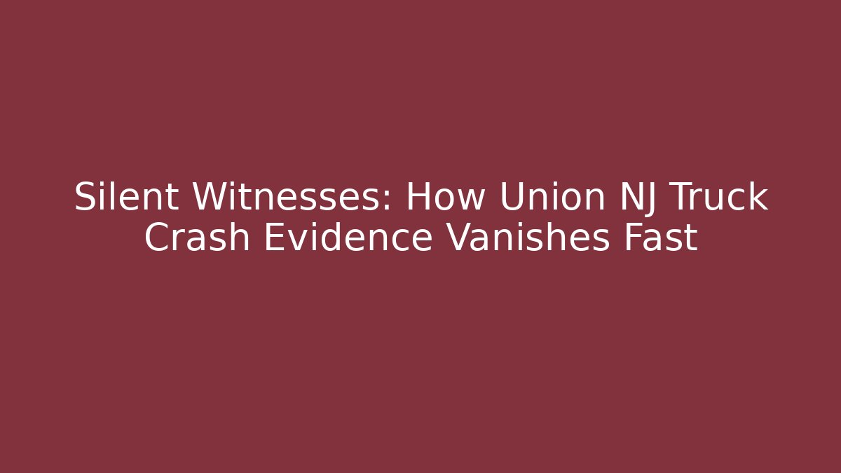 Silent Witnesses: How Union NJ Truck Crash Evidence Vanishes Fast
