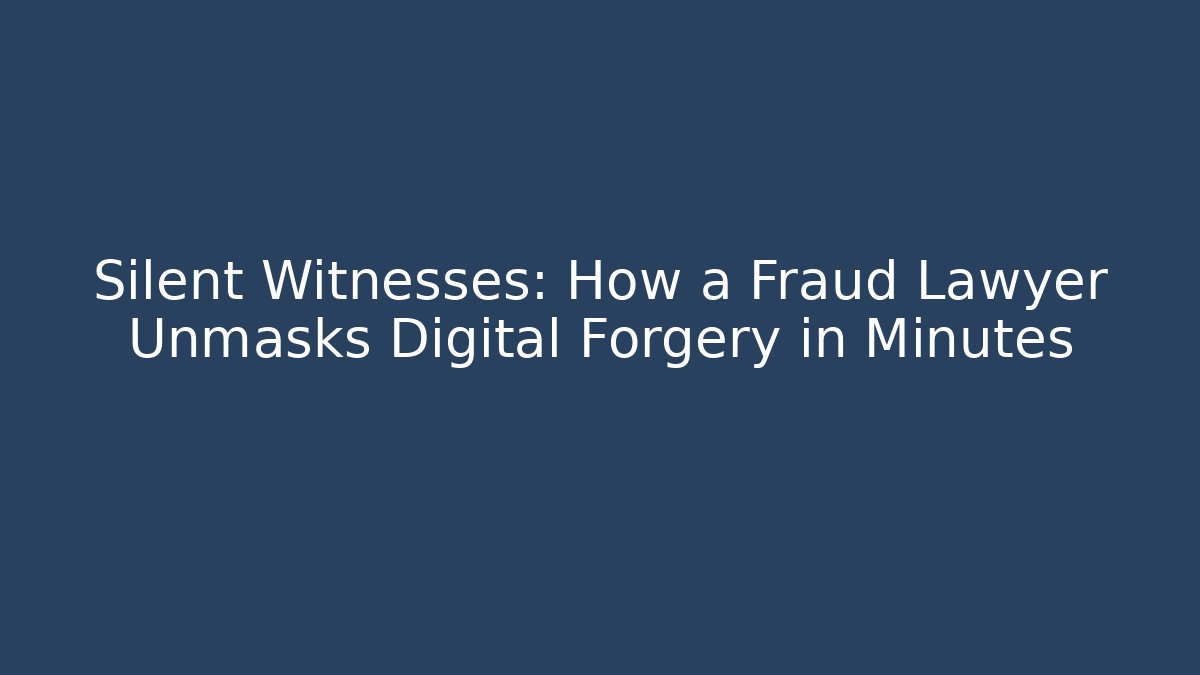 Silent Witnesses: How a Fraud Lawyer Unmasks Digital Forgery in Minutes