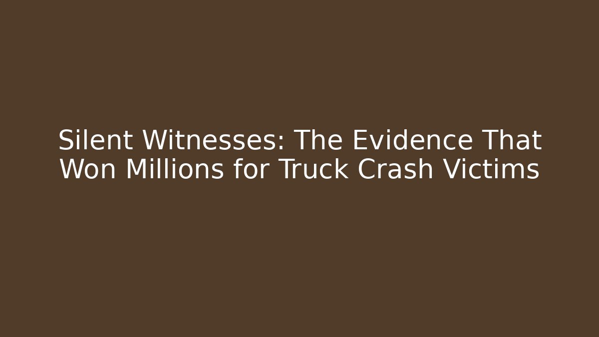 Silent Witnesses: The Evidence That Won Millions for Truck Crash Victims