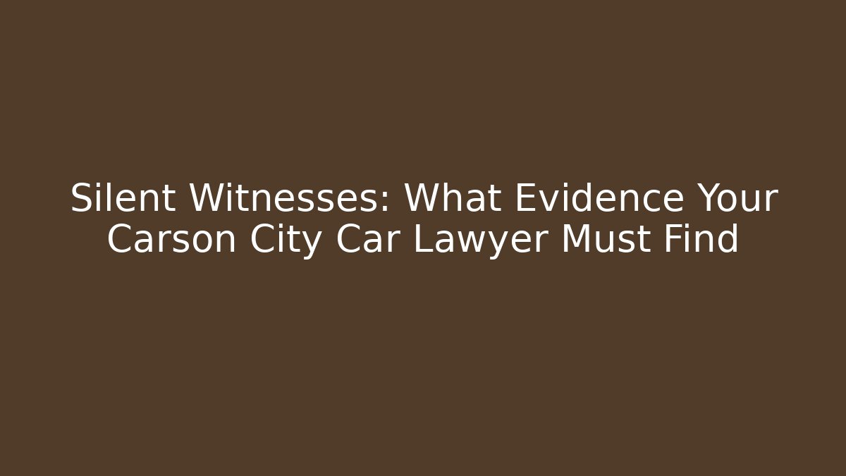 Silent Witnesses: What Evidence Your Carson City Car Lawyer Must Find