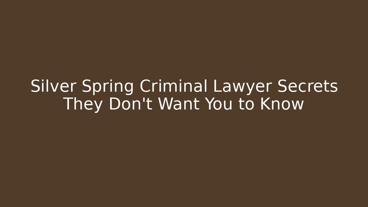 Silver Spring Criminal Lawyer Secrets They Don't Want You to Know - WealthxGroup