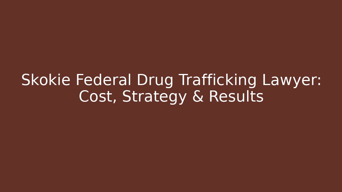 Skokie Federal Drug Trafficking Lawyer: Cost, Strategy & Results