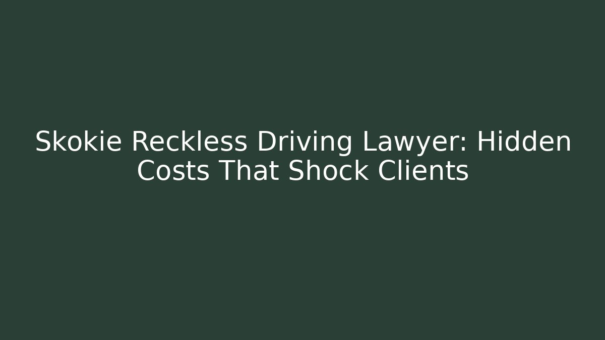 Skokie Reckless Driving Lawyer: Hidden Costs That Shock Clients - WealthxGroup