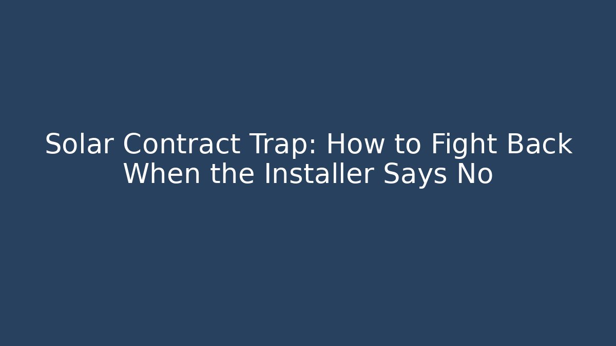 Solar Contract Trap: How to Fight Back When the Installer Says No
