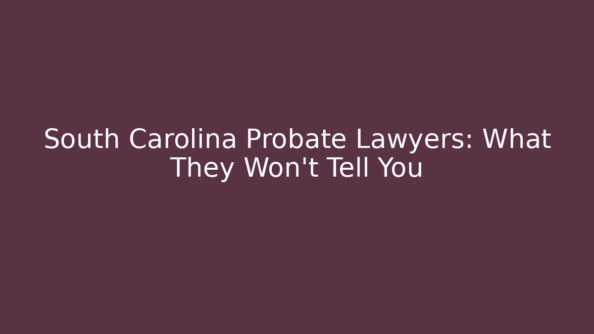 South Carolina Probate Lawyers: What They Won’t Tell You
