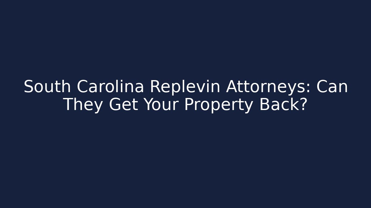 South Carolina Replevin Attorneys: Can They Get Your Property Back?