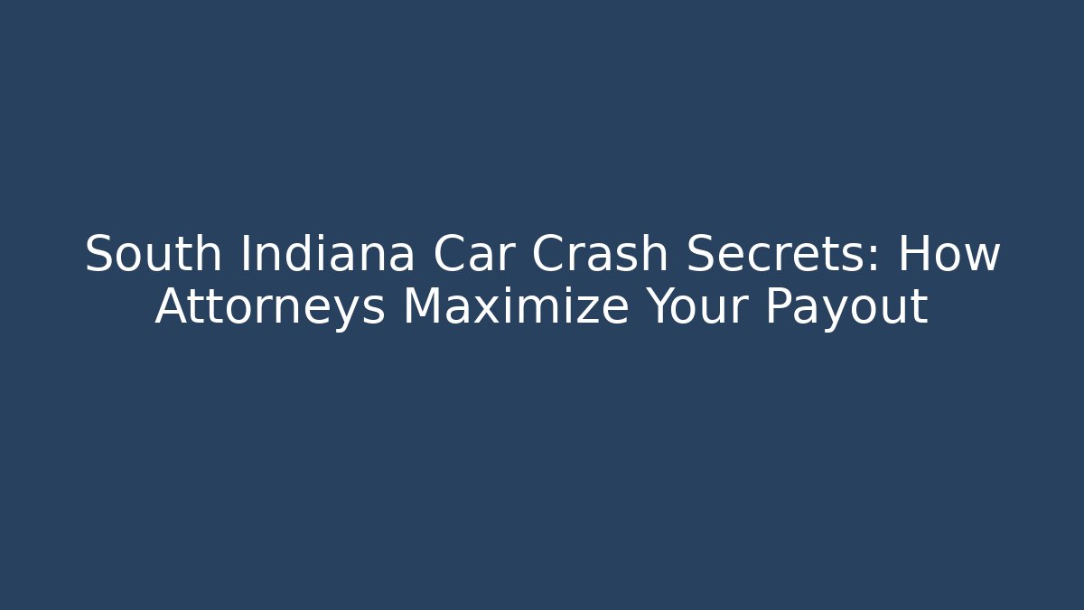 South Indiana Car Crash Secrets: How Attorneys Maximize Your Payout