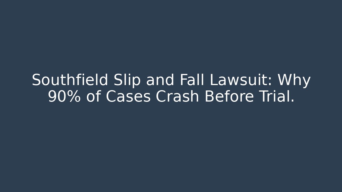 Southfield Slip and Fall Lawsuit: Why 90% of Cases Crash Before Trial.