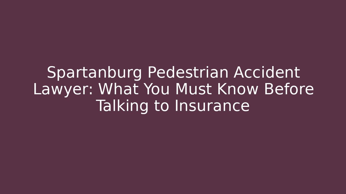 Spartanburg Pedestrian Accident Lawyer: What You Must Know Before Talking to Insurance