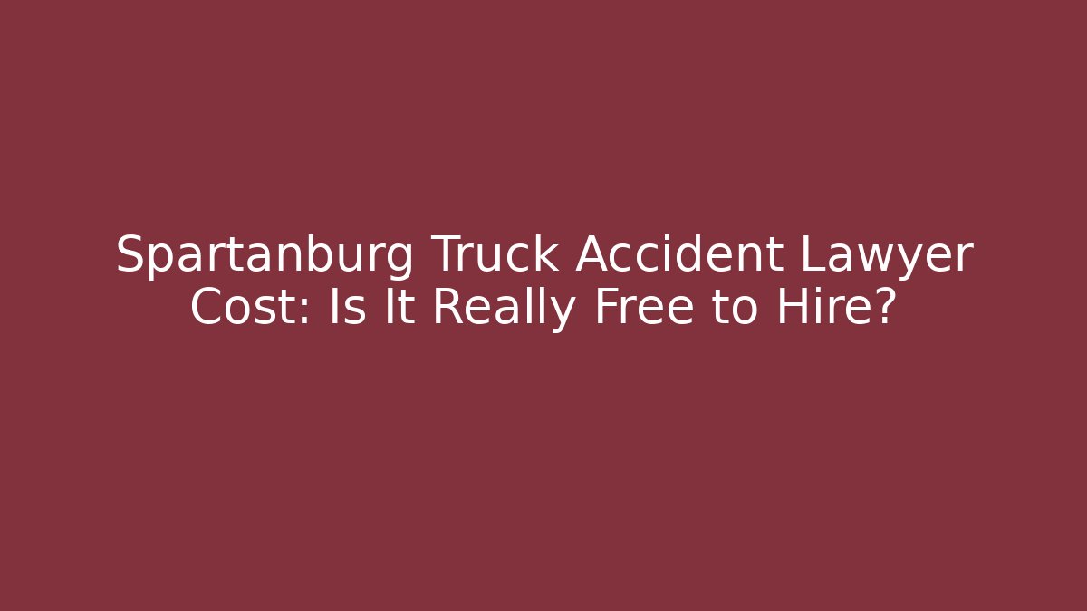 Spartanburg Truck Accident Lawyer Cost: Is It Really Free to Hire?
