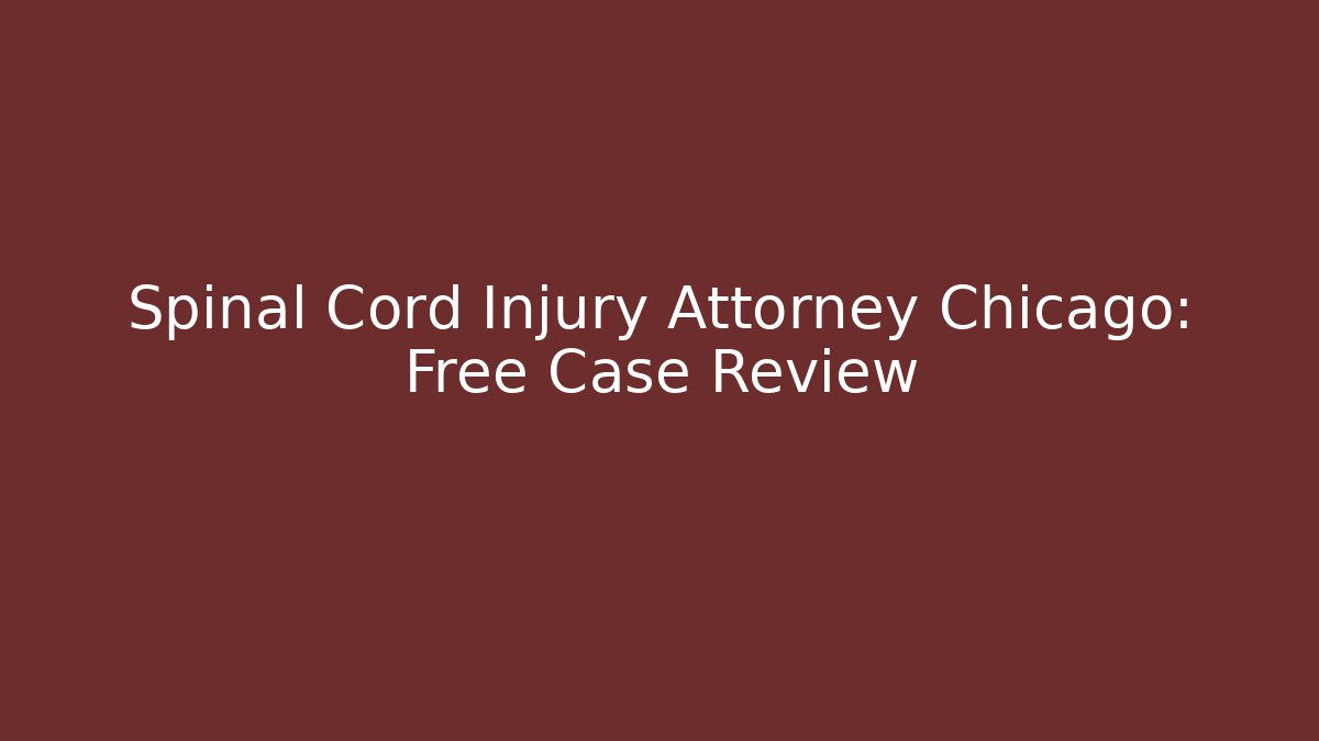 Spinal Cord Injury Attorney Chicago: Free Case Review