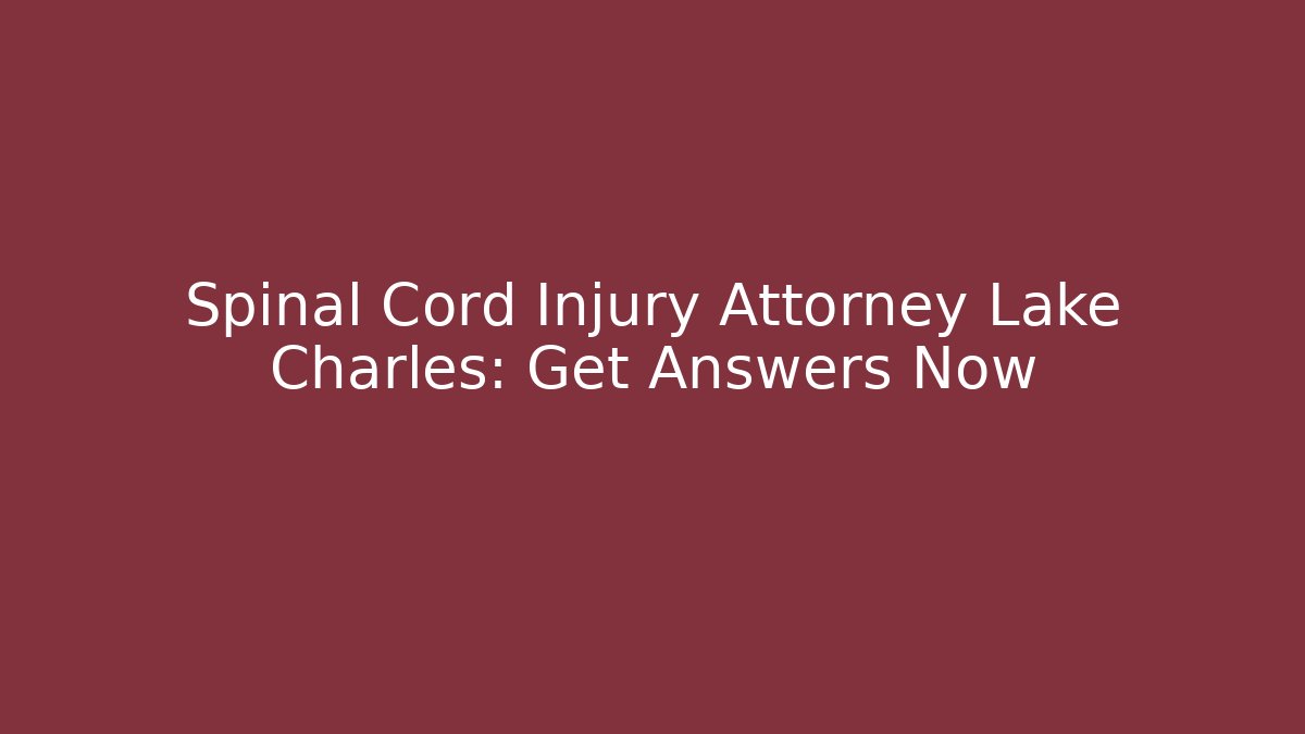Spinal Cord Injury Attorney Lake Charles: Get Answers Now