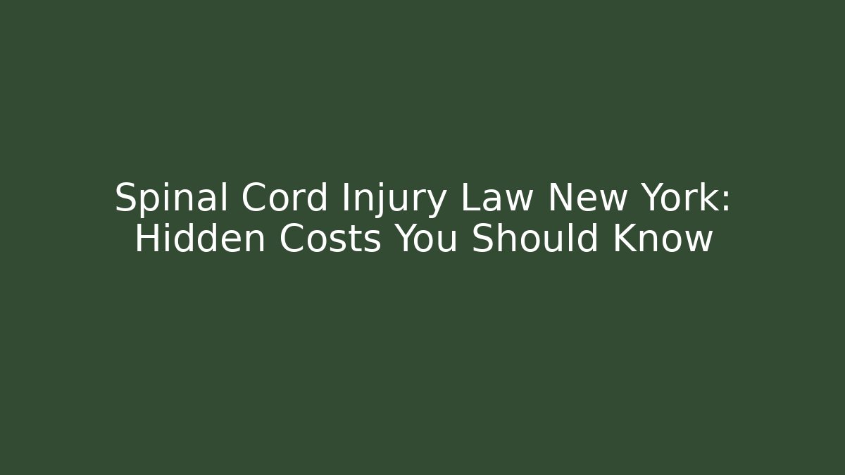 Spinal Cord Injury Law New York: Hidden Costs You Should Know