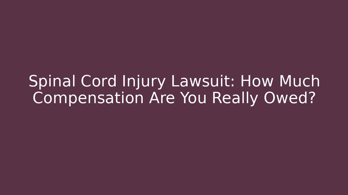 Spinal Cord Injury Lawsuit: How Much Compensation Are You Really Owed?