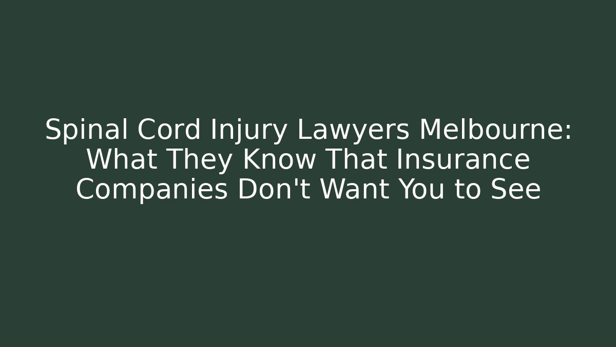 Spinal Cord Injury Lawyers Melbourne: What They Know That Insurance Companies Don’t Want You to See