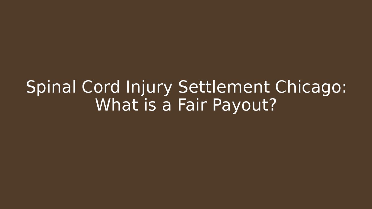 Spinal Cord Injury Settlement Chicago: What is a Fair Payout?