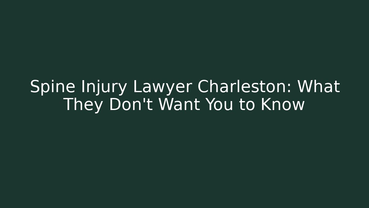 Spine Injury Lawyer Charleston: What They Don’t Want You to Know - WealthxGroup
