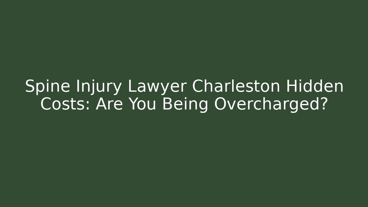 Spine Injury Lawyer Charleston Hidden Costs: Are You Being Overcharged?