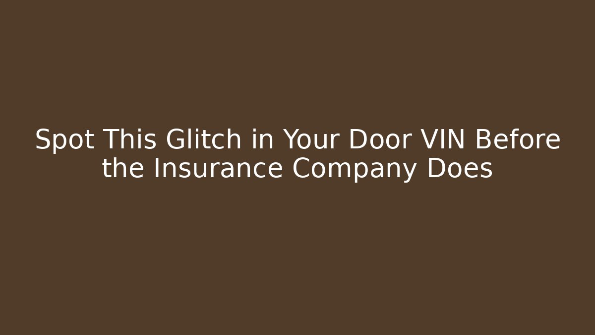 Spot This Glitch in Your Door VIN Before the Insurance Company Does - WealthxGroup