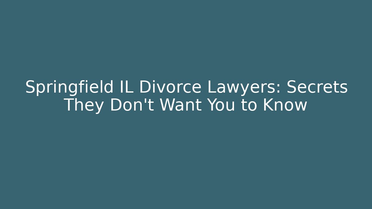 Springfield IL Divorce Lawyers: Secrets They Don't Want You to Know