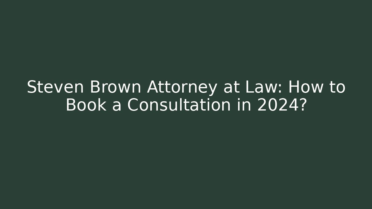 Steven Brown Attorney at Law: How to Book a Consultation in 2024?