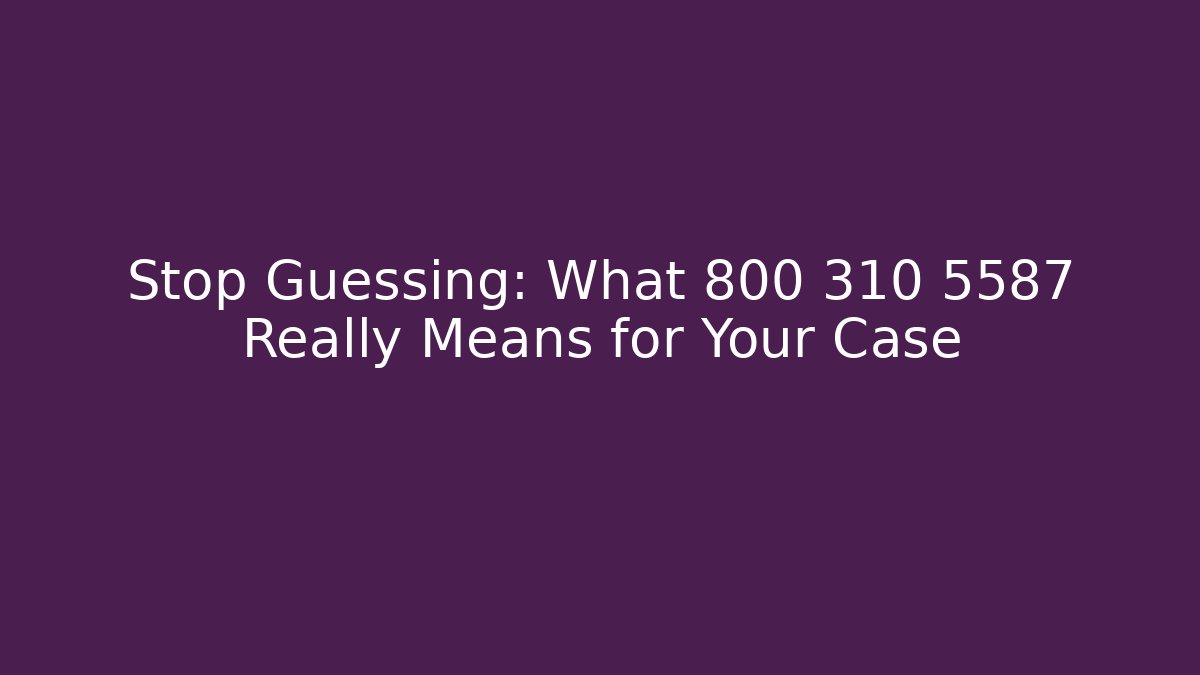 Stop Guessing: What 800 310 5587 Really Means for Your Case - WealthxGroup