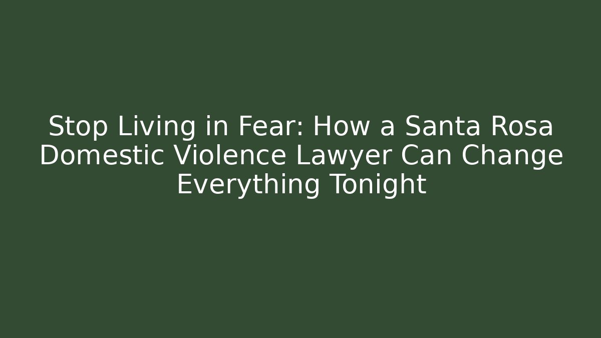 Stop Living in Fear: How a Santa Rosa Domestic Violence Lawyer Can Change Everything Tonight