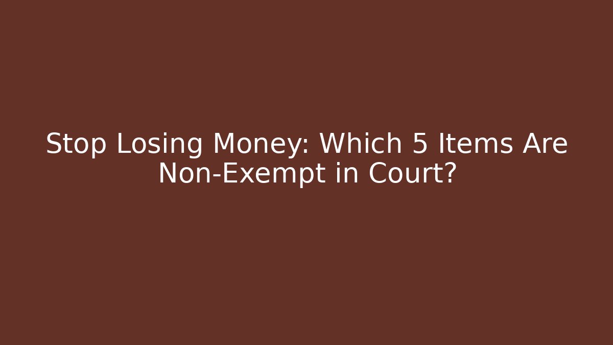 Stop Losing Money: Which 5 Items Are Non-Exempt in Court? - WealthxGroup