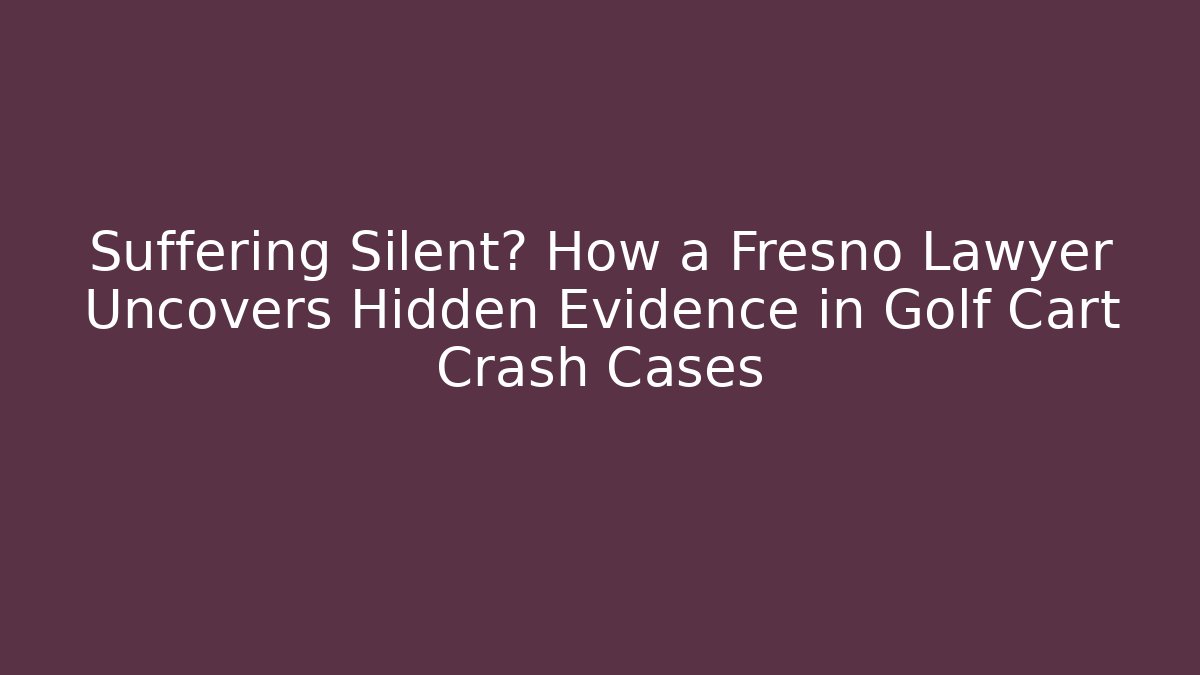Suffering Silent? How a Fresno Lawyer Uncovers Hidden Evidence in Golf Cart Crash Cases