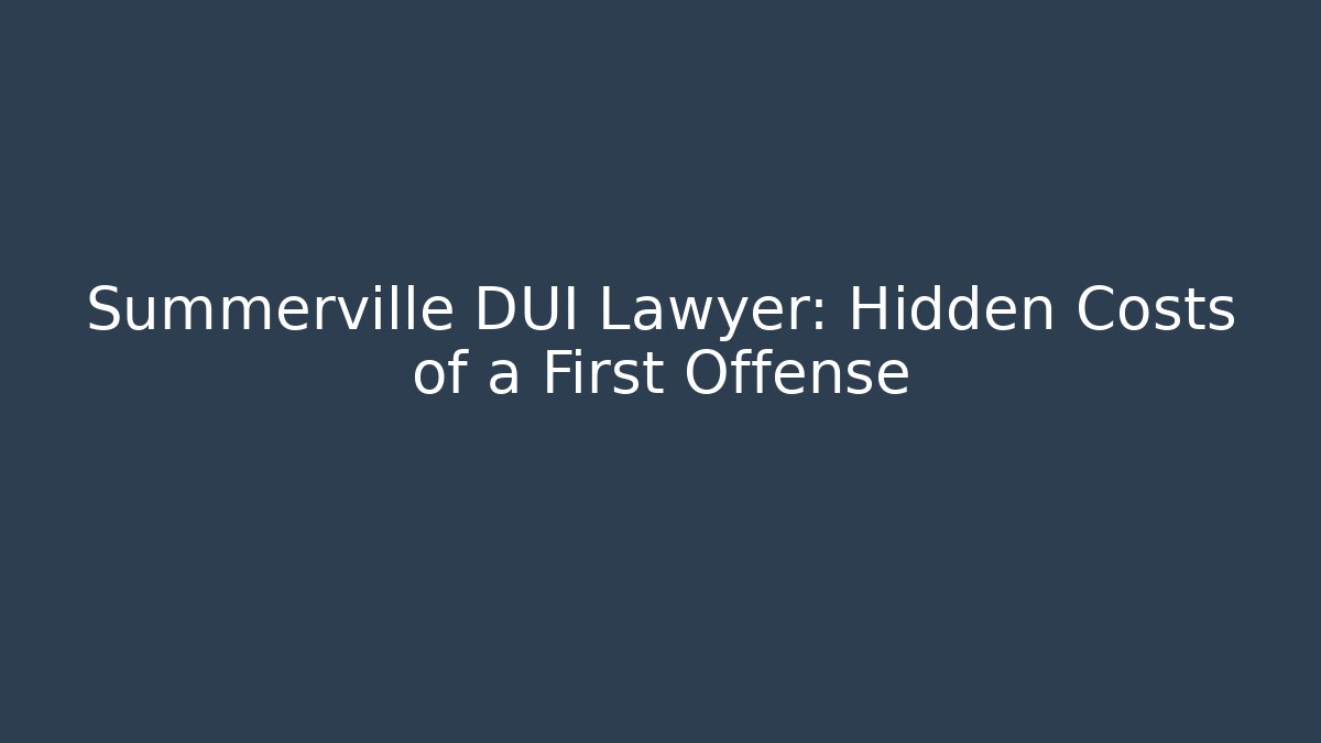 Summerville DUI Lawyer: Hidden Costs of a First Offense