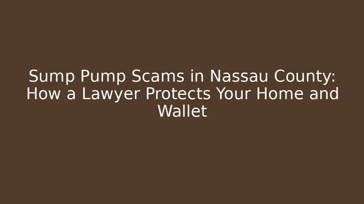 Sump Pump Scams in Nassau County: How a Lawyer Protects Your Home and Wallet