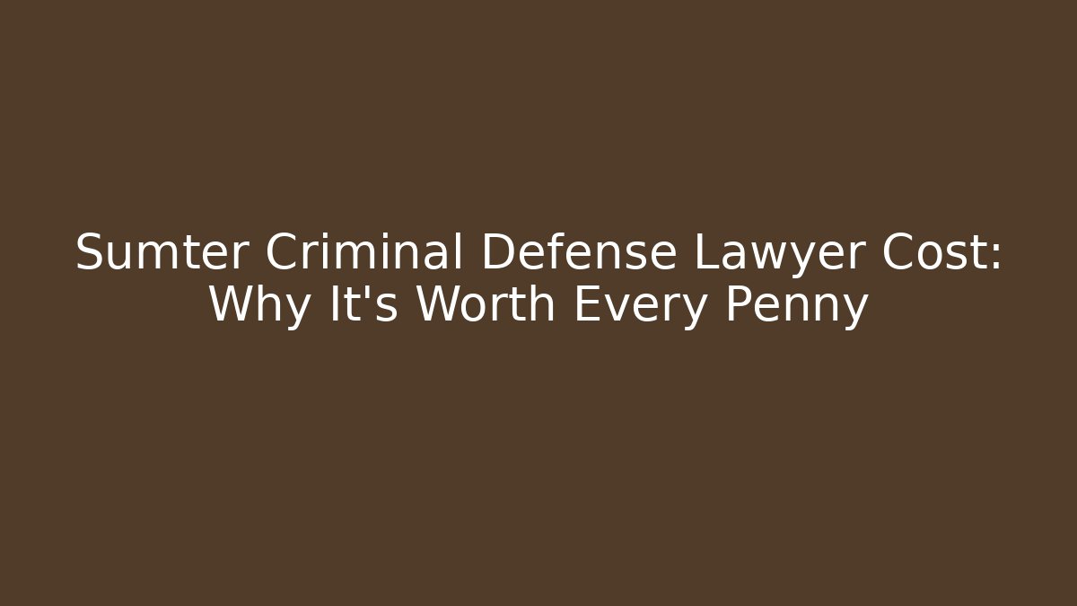 Sumter Criminal Defense Lawyer Cost: Why It's Worth Every Penny