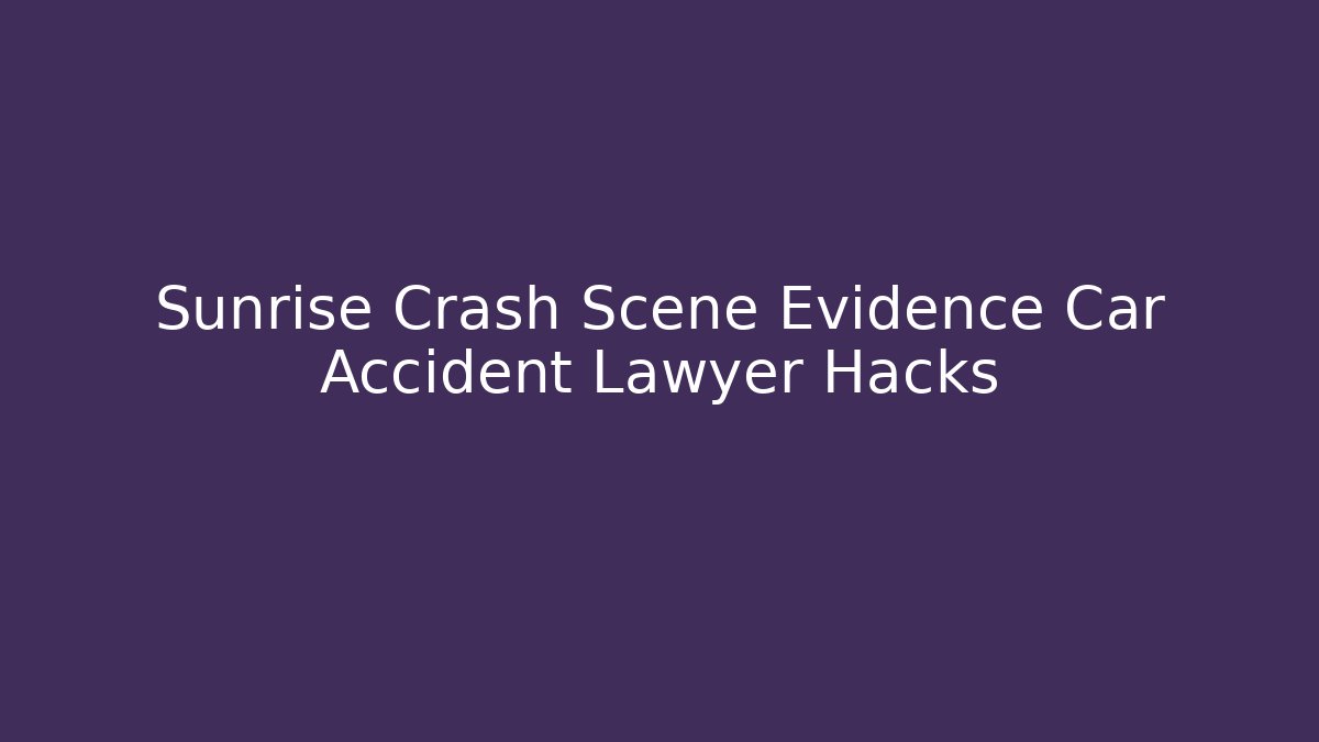 Sunrise Crash Scene Evidence Car Accident Lawyer Hacks