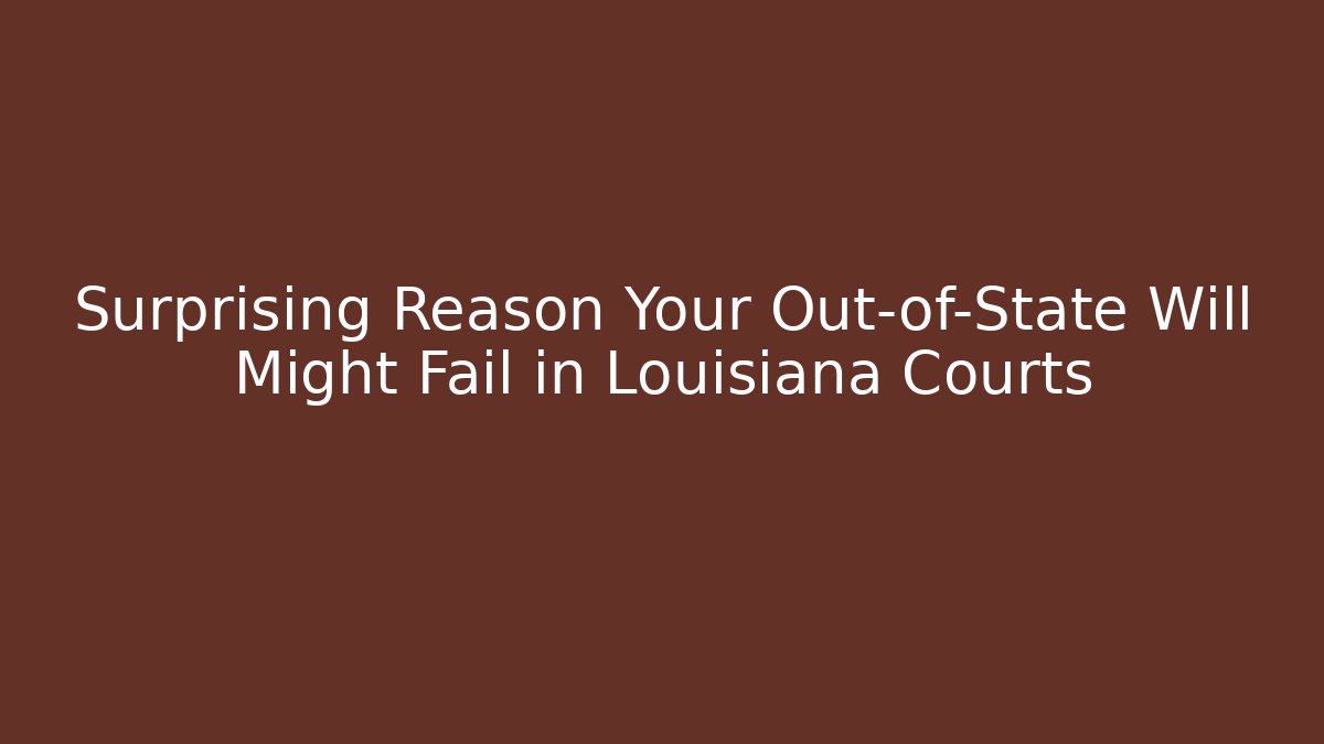 Surprising Reason Your Out-of-State Will Might Fail in Louisiana Courts