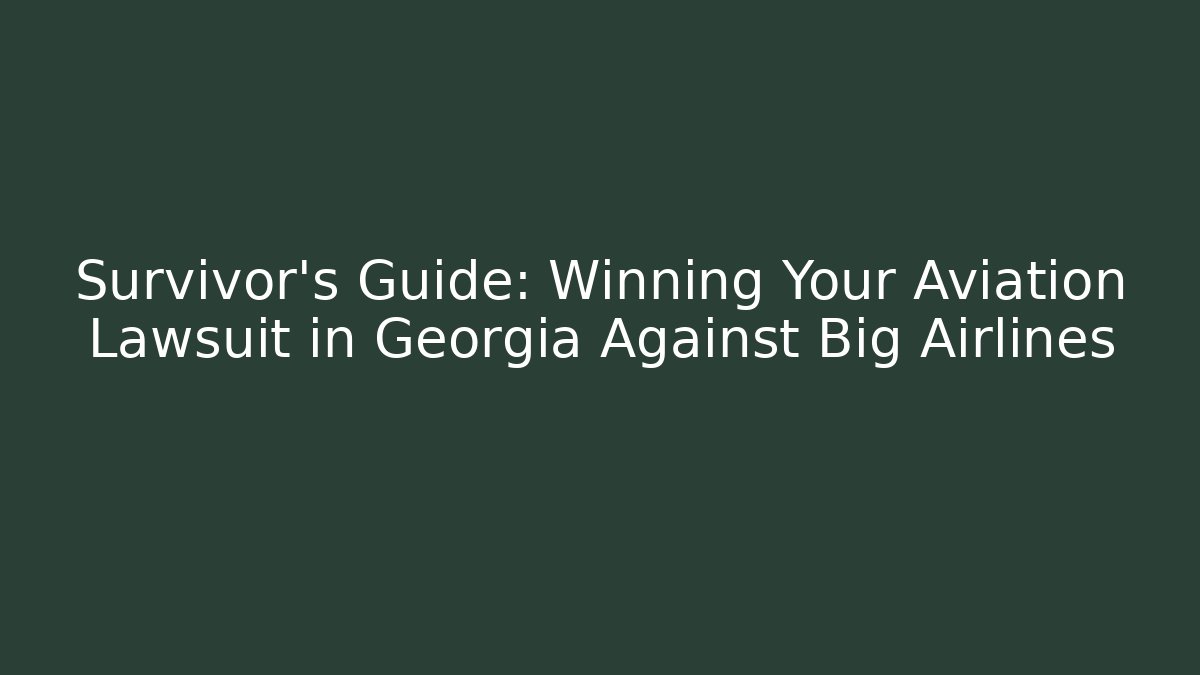 Survivor’s Guide: Winning Your Aviation Lawsuit in Georgia Against Big Airlines