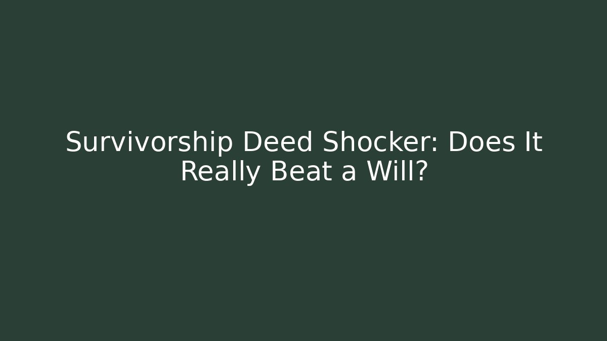 Survivorship Deed Shocker: Does It Really Beat a Will?