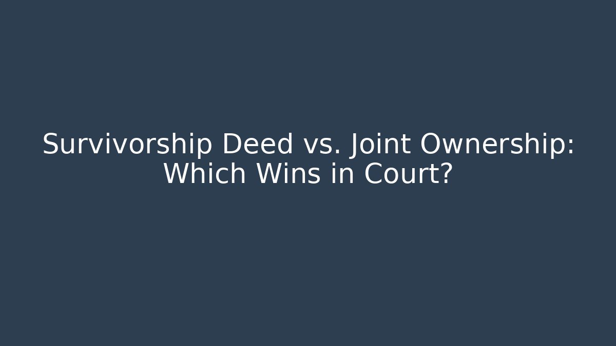 Survivorship Deed vs. Joint Ownership: Which Wins in Court?