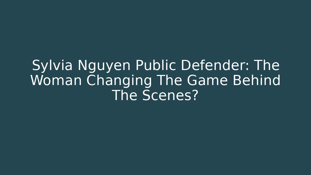 Sylvia Nguyen Public Defender: The Woman Changing The Game Behind The Scenes?