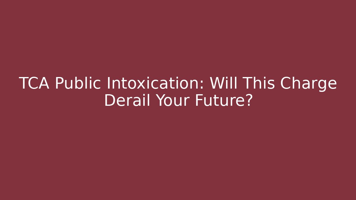 TCA Public Intoxication: Will This Charge Derail Your Future? - WealthxGroup