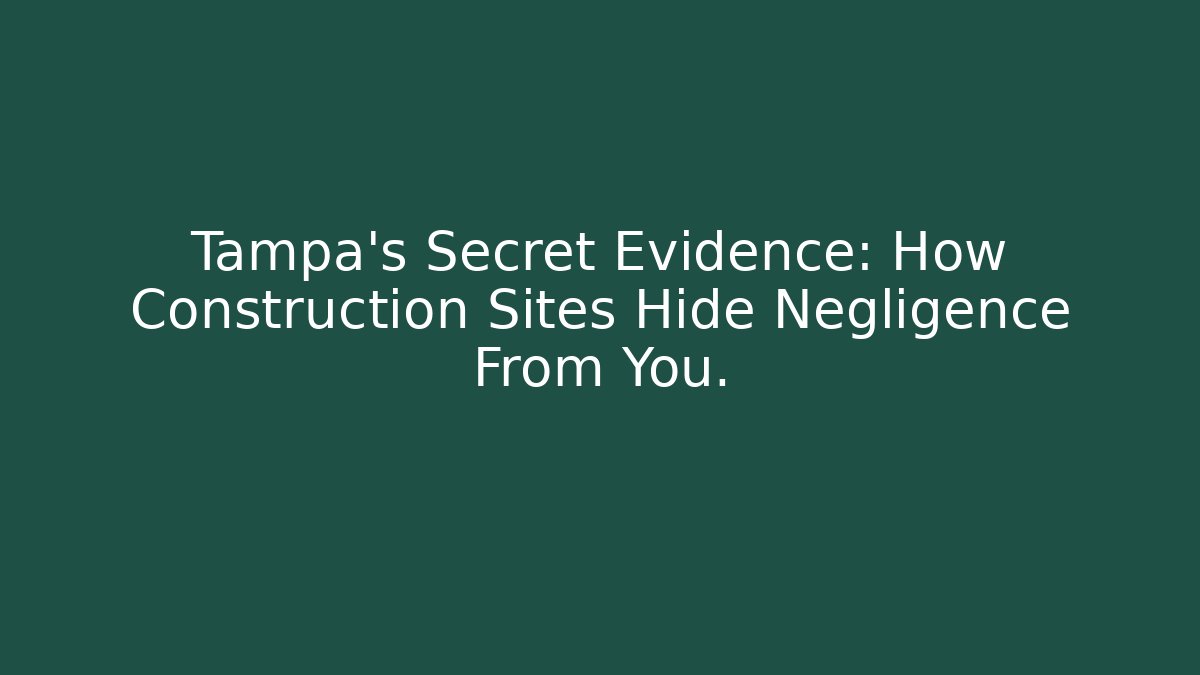 Tampa’s Secret Evidence: How Construction Sites Hide Negligence From You.