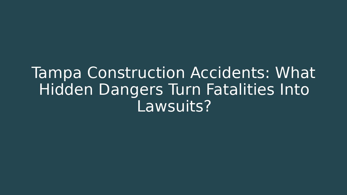 Tampa Construction Accidents: What Hidden Dangers Turn Fatalities Into Lawsuits?