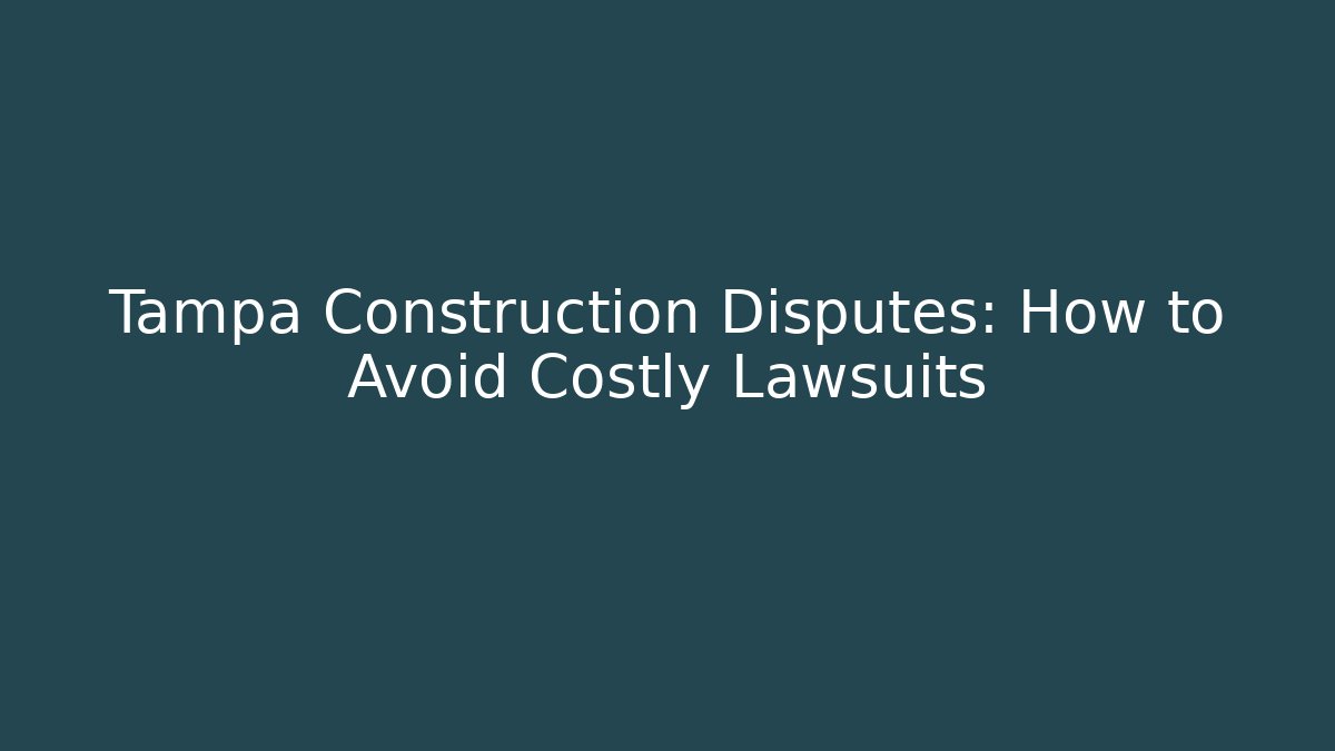 Tampa Construction Disputes: How to Avoid Costly Lawsuits