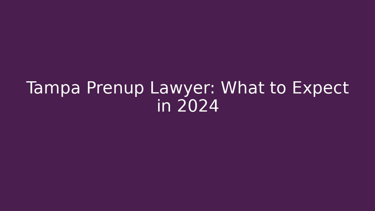 Tampa Prenup Lawyer: What to Expect in 2024