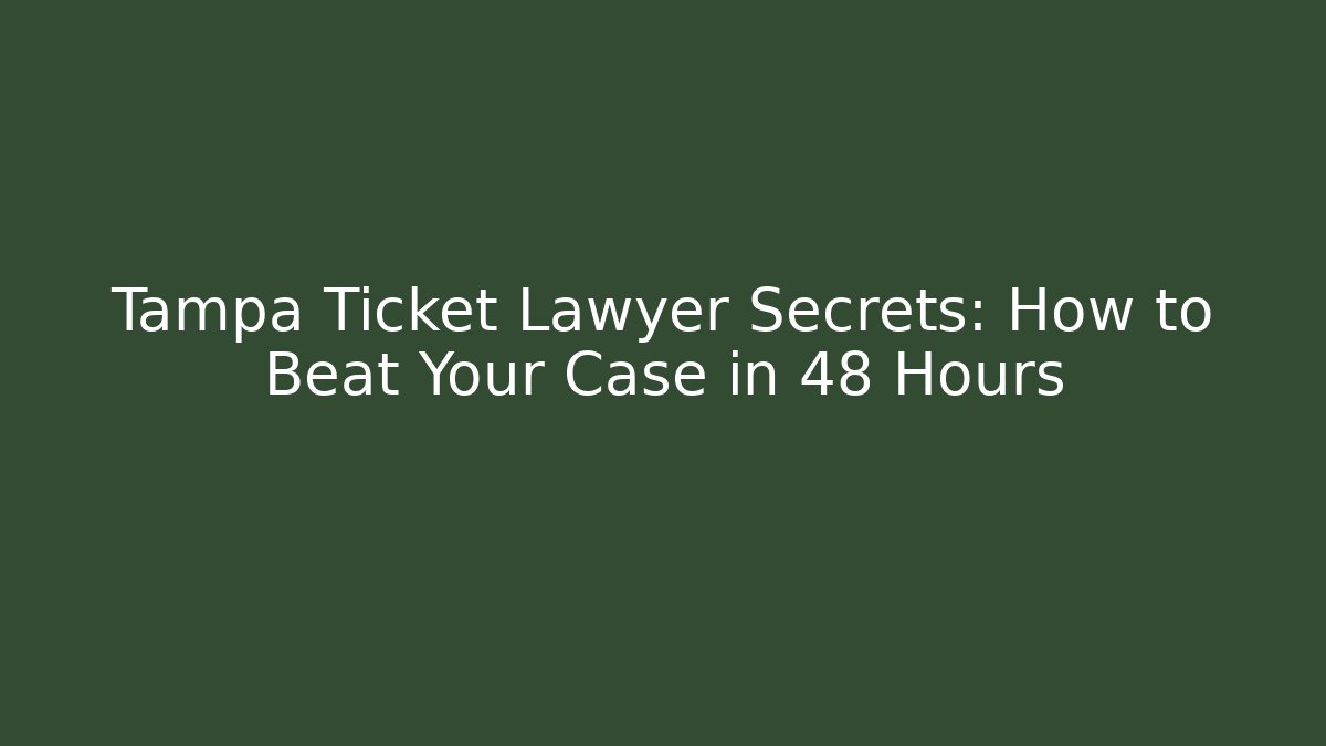 Tampa Ticket Lawyer Secrets: How to Beat Your Case in 48 Hours